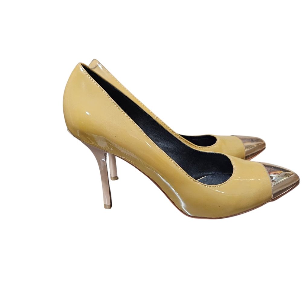 Carma Tan Heels with Metallic Toe